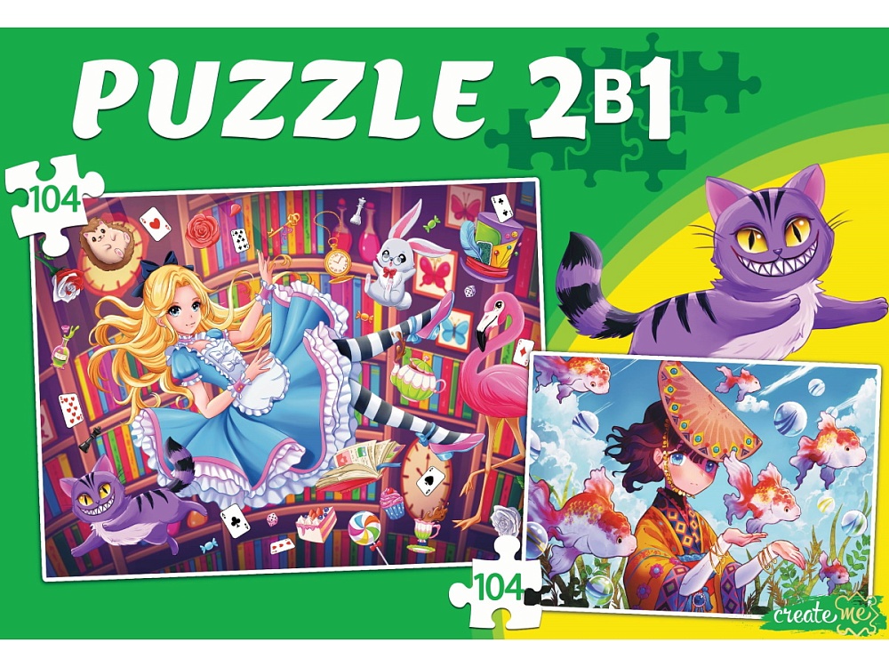 Пазлы 2 в 1 104 и 104 Мир аниме №4
