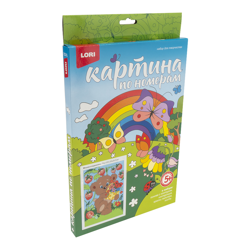 Картина по номерам 30*20 Мишка-сладкоежка Ркн-035 холст