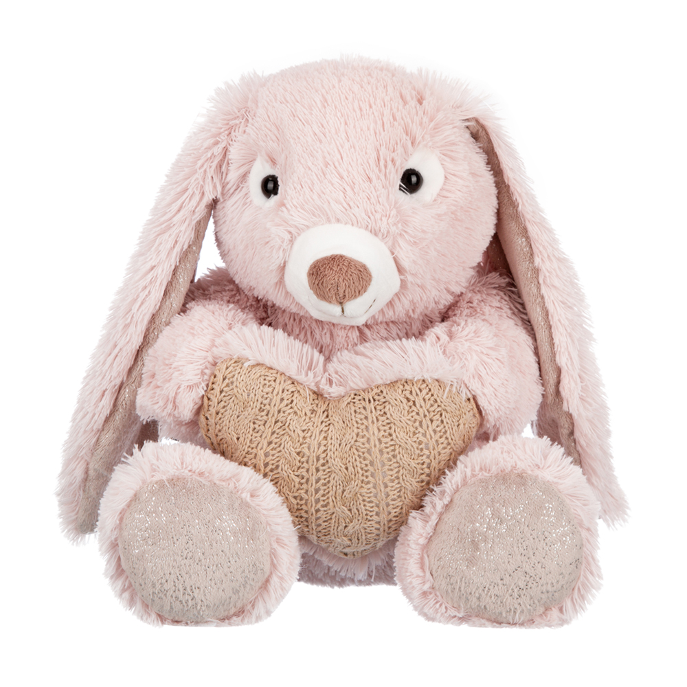 Заяц нежно-розовый с сердцем 15см