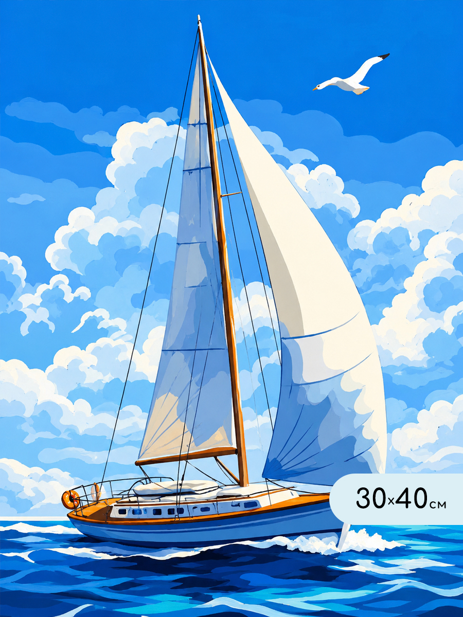Картина по номерам 30*40 Белые паруса
