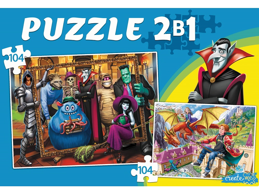 Пазлы 2 в 1 104 и 104 Волшебники и монстры №1