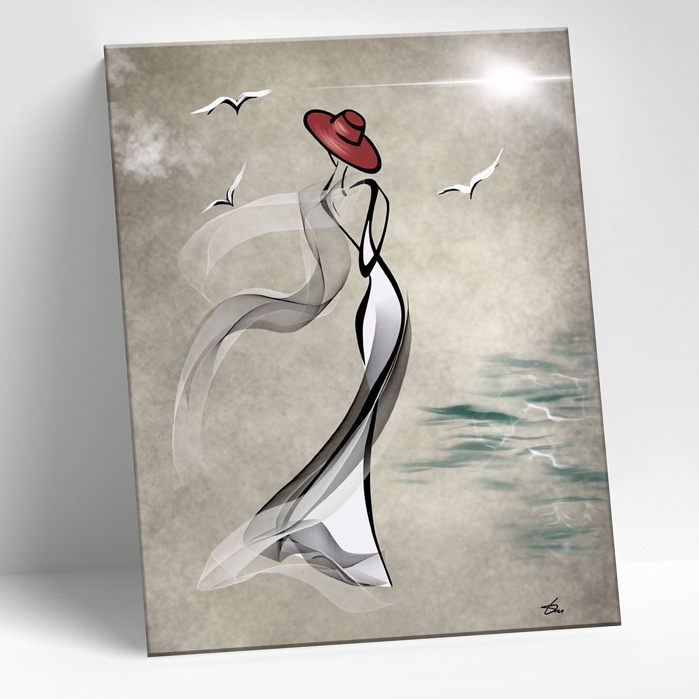 Картина по номерам 15*20 Леди на берегу моря