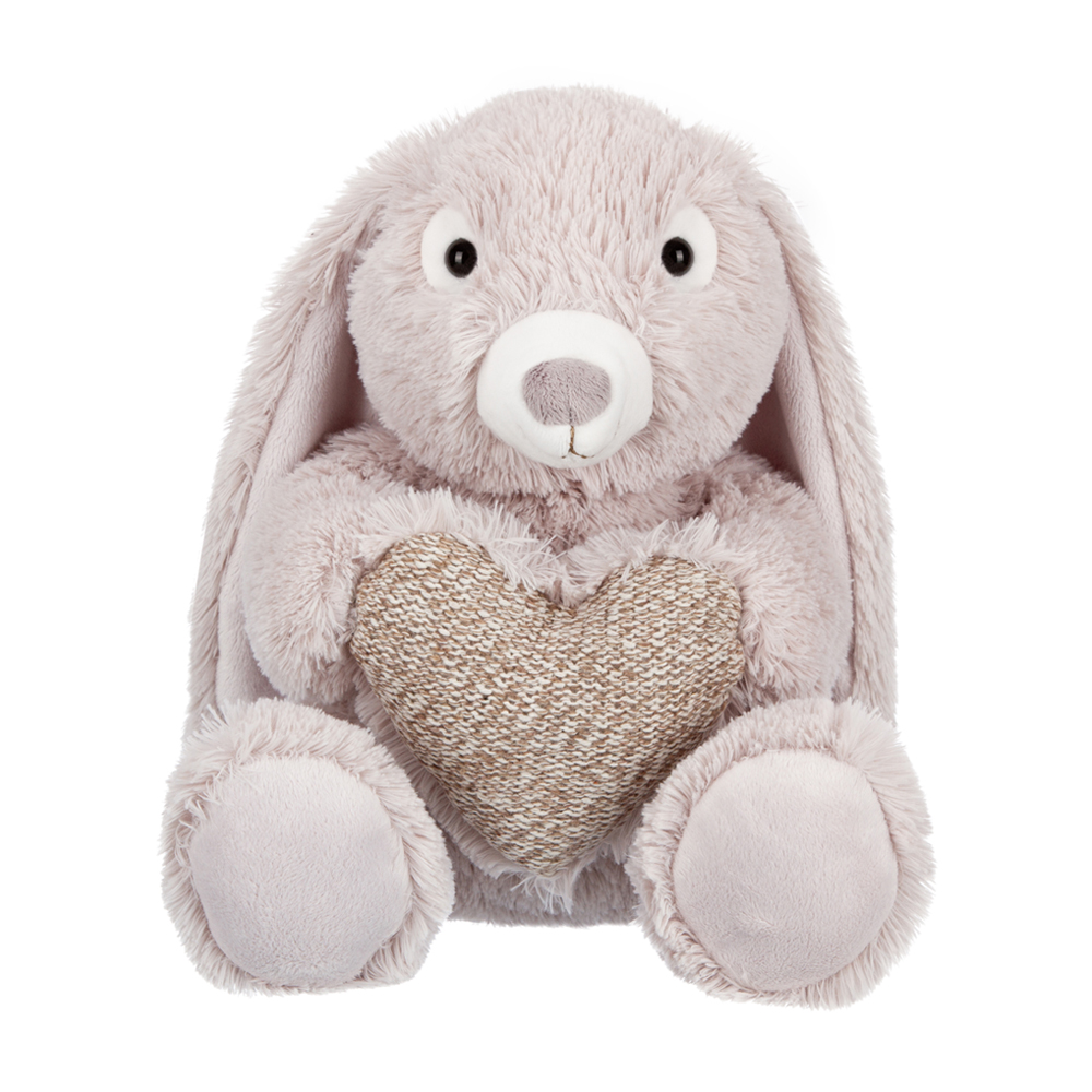 Заяц бежевый с сердцем 15см