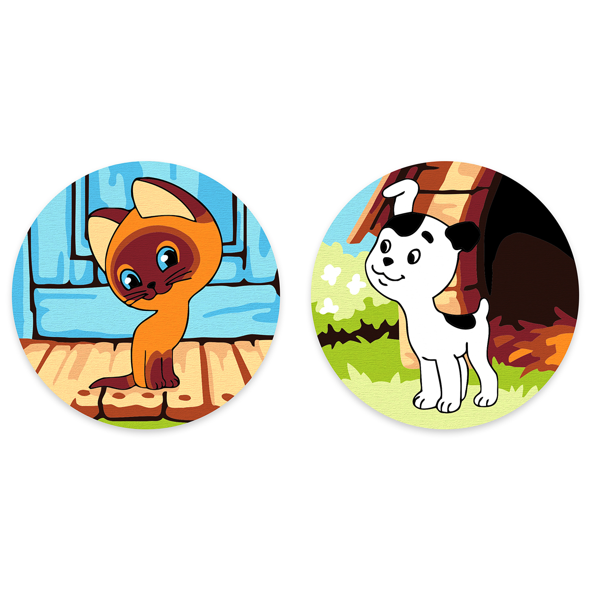 Картина по номерам на магните 9*9 Котенок Гав и Шарик