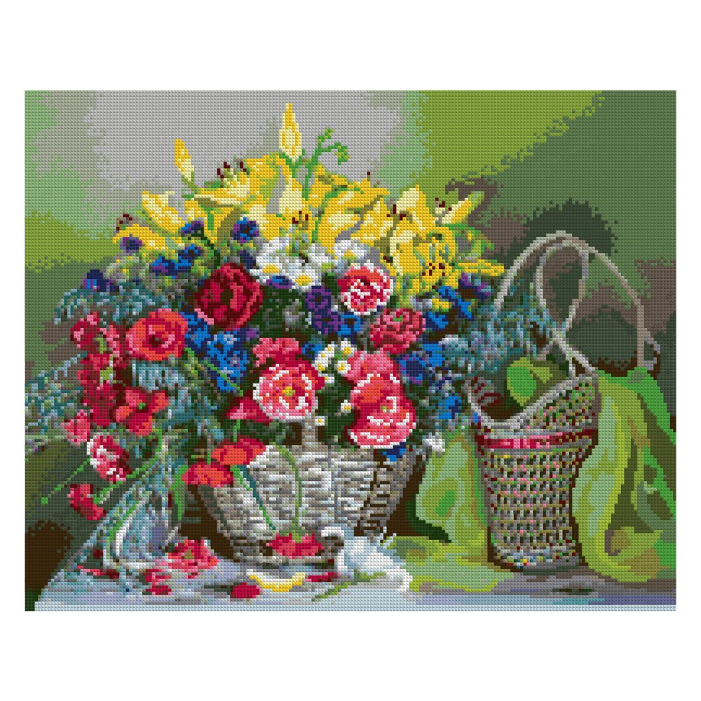 Алмазная мозаика Корзина с цветами 40*50см