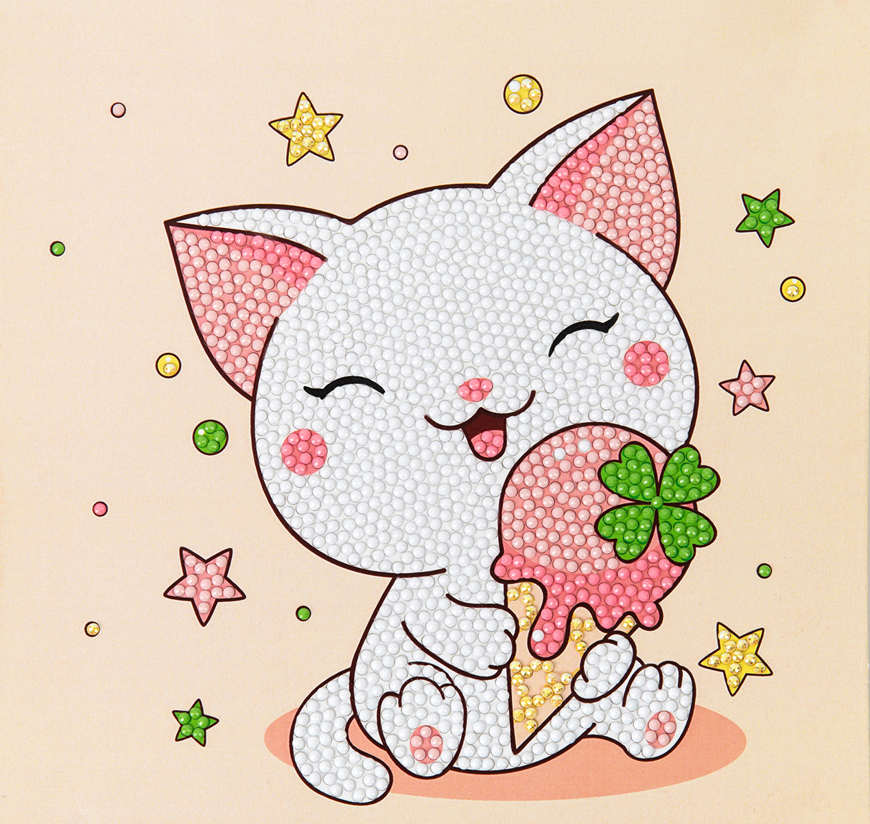 Кристальная мозаика Котенок с мороженым 20*20см