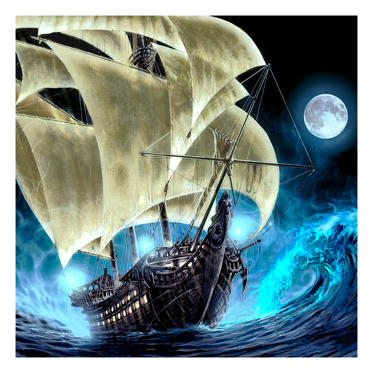 Картина по номерам 30*30 Корабль-призрак с поталью
