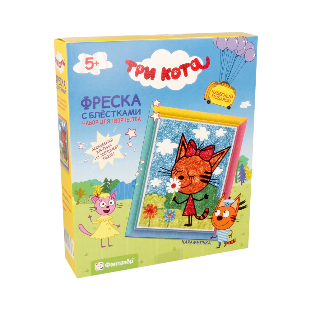 Фреска с блестками Три кота Карамелька