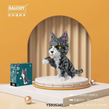 Конструктор Balody Игривый серый кот 1300 дет