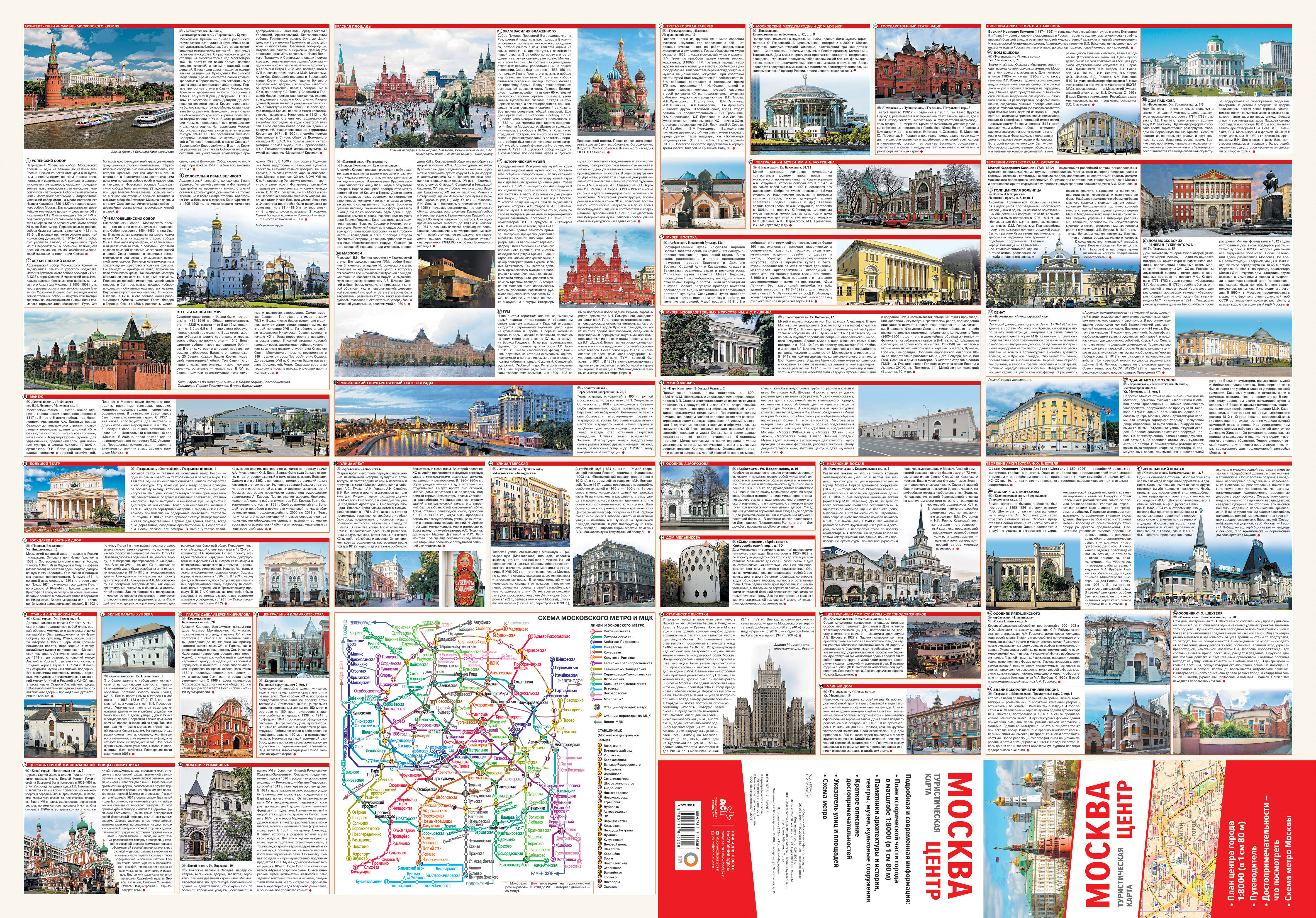 Москва Центр Туристическая карта 1:8000