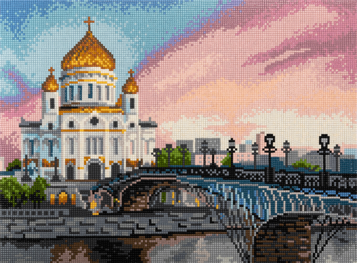 Кристальная мозаика Храм Христа Спасителя 40*30см подрамник