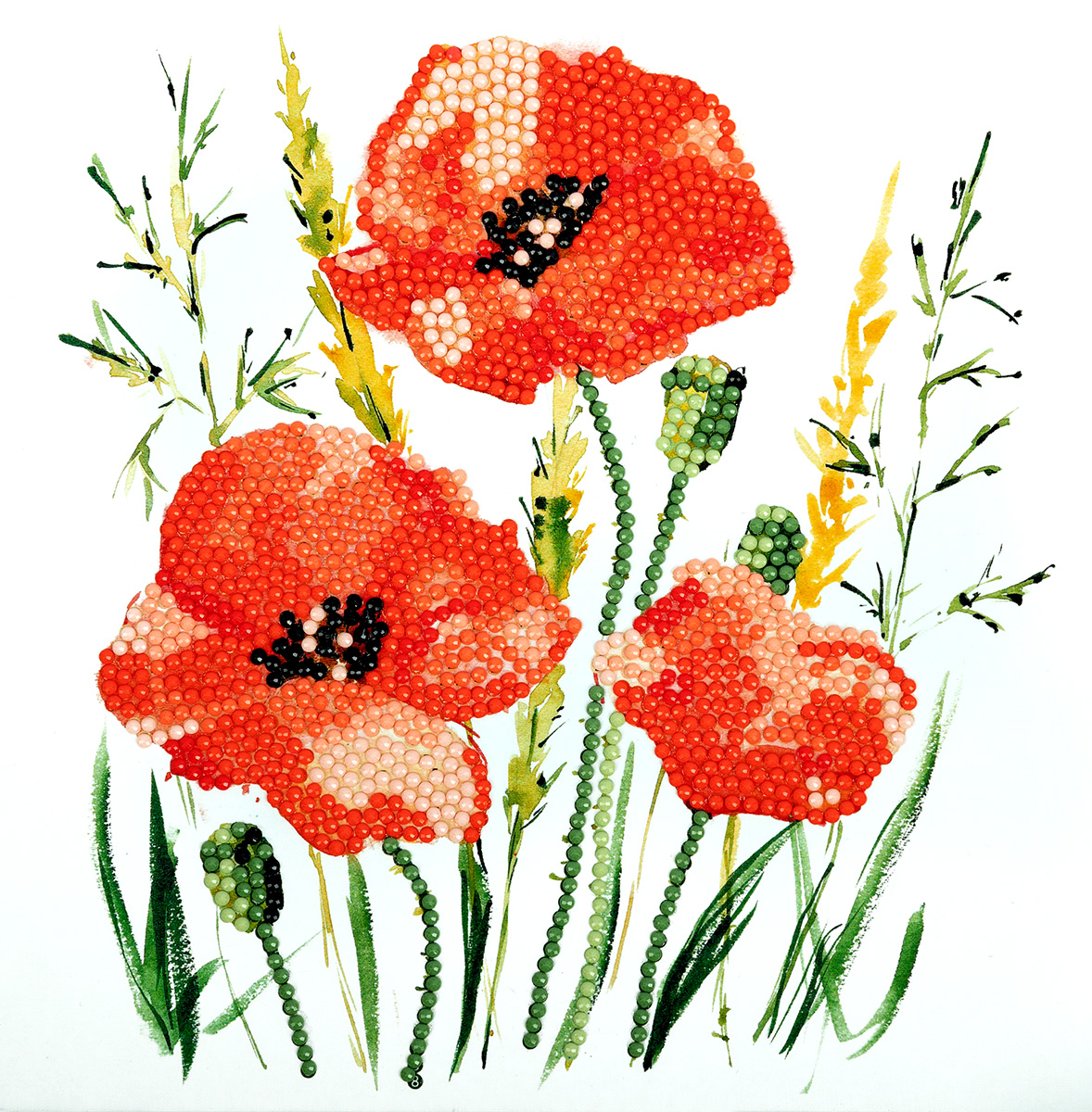 Кристальная мозаика Красные маки 20*20см