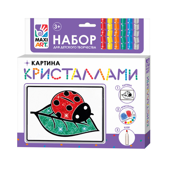 Картина из кристаллов Божья коровка