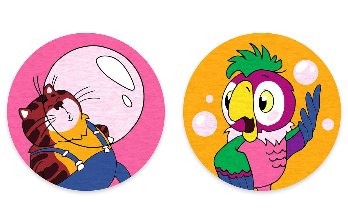 Картина по номерам на магните 9*9 Попугай Кеша и Кот Василий