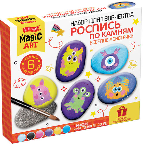 Роспись по камням Веселые монстрики