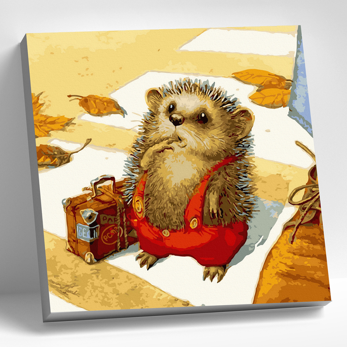 Картина по номерам 30*30 Ежик путешественник