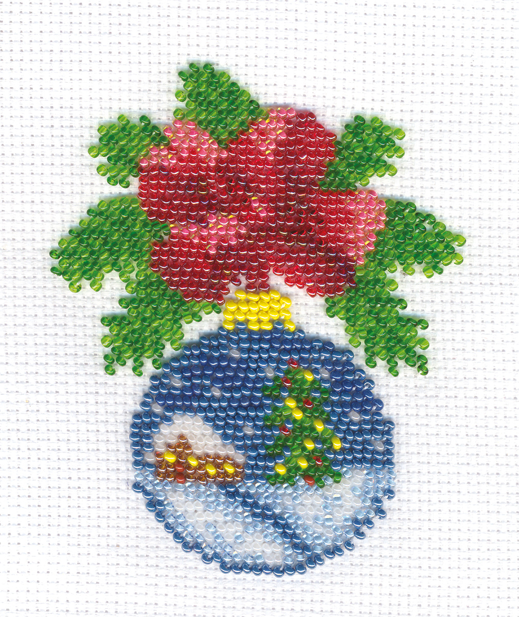 Набор для вышивания Новогодний шарик с домиком 10*12см